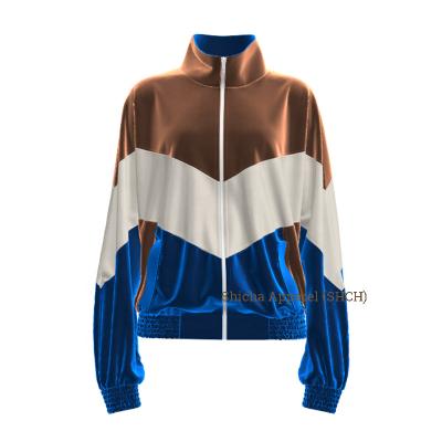 China High quality custom color patchwork corduroy blue brown brown unisex bomber jacket windproof for men for sale