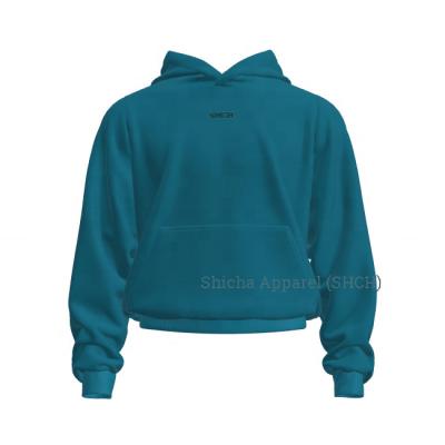 China 2022 Winter New Kangaroo Pocket French Culture Style Breathable High Quality Terry Fleece Blue Hoodie For Men for sale