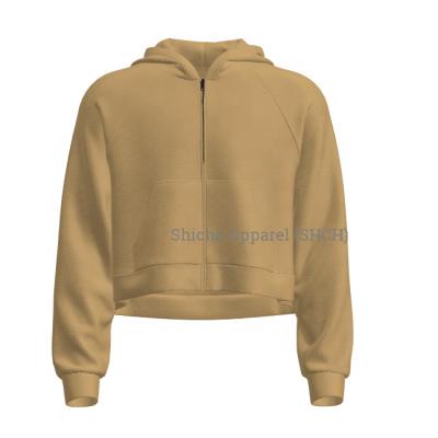 China 2022 Breathable high quality french fleece terry front zipper up hoodie khaki for men for sale