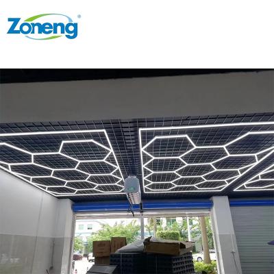 China 2021 Car Workshop Car Shop Detailing Lights LED Garage Lamp Hexagon Lights for sale