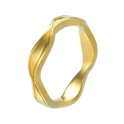 China CLASSIC Unique Rectangle Pearl Band Ring 18K Gold IP Plated Stainless Steel Crescent Freshwater Rings For Women Men for sale