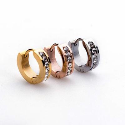 China Long Color Keeping Rose Gold Stainless Steel Ear Cuff Earring for Girls and Women Zircon Ready Ship Jewelry for sale