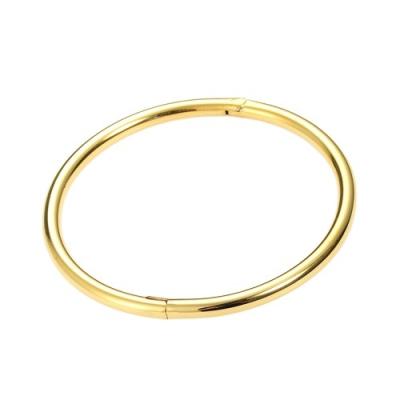 China High Shiny Polished 24 Carat Simple Design Gold Plated Smooth Brass Bangle Bracelet Open Bangle Bracelets for sale