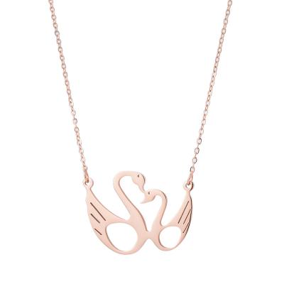 China Rose Gold Plated Women Necklace Swan Pendant Necklaces Wedding Jewelry Stainless Steel Chain Jewelry for sale