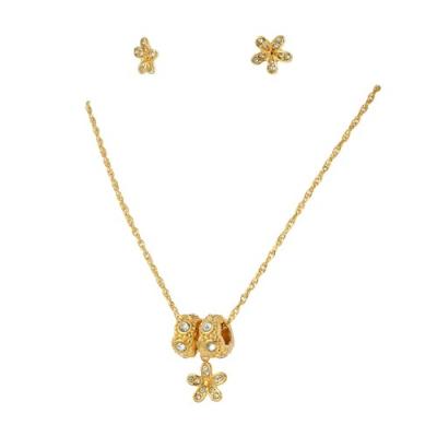 China CLASSIC Cheap Gold Plated Flower Charm Earring Necklace Stainless Steel Crystal Jewelry Set for sale