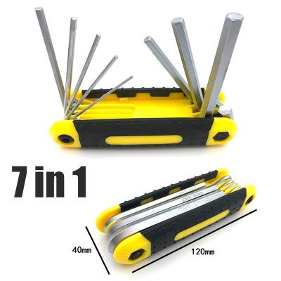 China Multifunction 7 in 1 Metal Times Hexagon Allen Wrench Metric Set Screwdriver Hex Hex Wrench Pulls Off Allen Keys Set Hand Tool Portable for sale