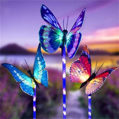 China Theme Park Led Solar Powered Butterfly Fiber Optic Fairy String Lights Waterproof Outdoor Christmas Garden Holiday Decoration Lights for sale