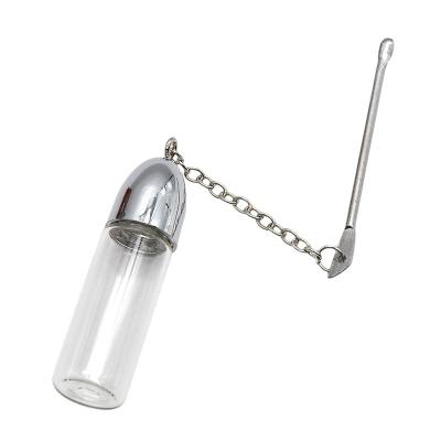 China Snuff Bottle Empty Glass-Glass (36MM/57MM/72MM) With Metal Spoon Sniffing Snorter Bullet Container Storage Dispenser Pill Case for sale