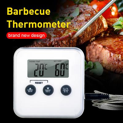 China Kitchen Thermometers Digital BBQ Meat Thermometer Grill Oven Thermometer With Timer Stainless Steel Probe Cooking Kitchen Thermometer for sale