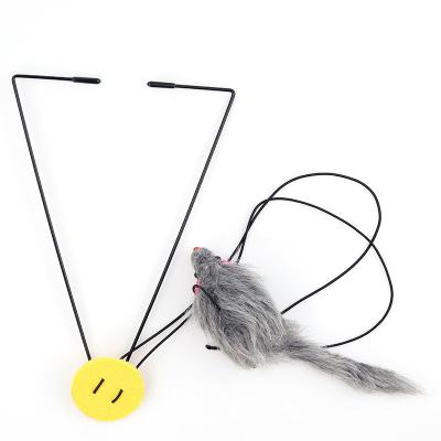 China Funny Stocked Cat Toys Hanging Door Retractable Scratch Rope Mouse Interactive For Cats Stick Pet Cat Supplies for sale