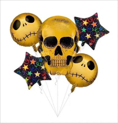 China Eco-Friendly Stacking Sugar Skull Foil Balloon for Halloween and Day of the Dead for sale