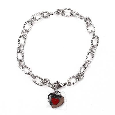 China New Fashion Retro Stainless Steel Hand Hx Bracelet Party Jewelry Gift Eco-Friendly Heart Pendant Bracelet For Women for sale