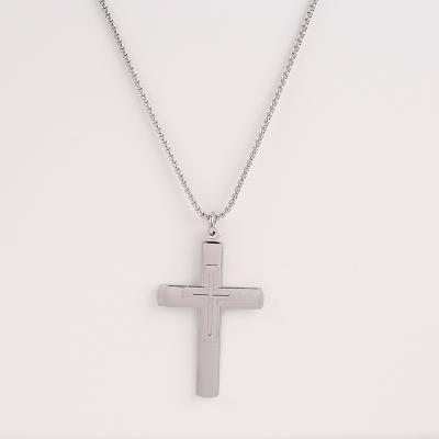 China Fashion Women Stainless Steel Simple Chain Eco-friendly Jesus Cross Necklace Pendant Necklace for sale