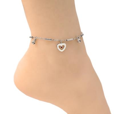 China BOHEMIA 290Mm Factory Hot Sales Ruby Heart Stainless Steel Crystal Customize Anklets For Women for sale