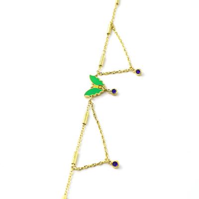 China Professional BOHEMIA Butterfly Gold Silver Tennis Color Pendant Anklets Chain Foot for sale