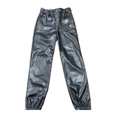 China Breathable Kids Black Suitable Quality Price Guaranteed PU Leather Pants for sale