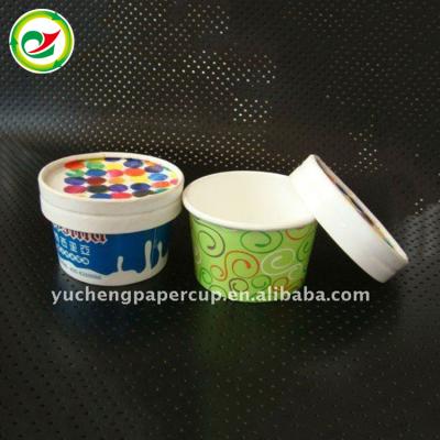 China Disposable Ice Cream Paper Cup With Lid And Spoon for sale