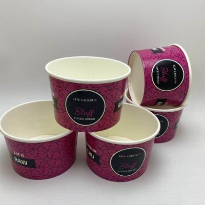 China Custom Hot Sale Paper Printed Disposable Biodegradable Paper Cup Ice Cream Packaging Container for sale