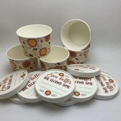 China Custom Biodegradable Double Wall Paper Cup Ice Cream Paper Cup With Lids for sale