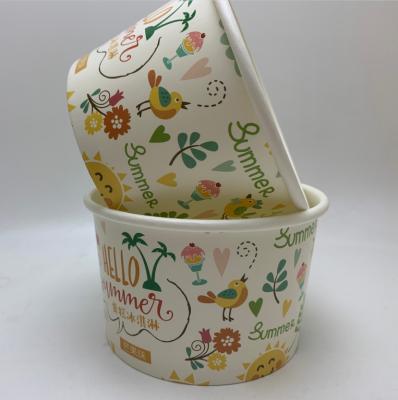 China Biodegradable Custom Logo Printed Coated Disposable Ice Cream / Yogurt Paper Cups Containers for sale