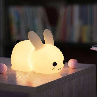 China Modern Cute Creative Intelligent Baby Rabbit LED Sensor Touch Touch Light Kids Silicone USB USB Light Modern Cute Kids Night Light for sale