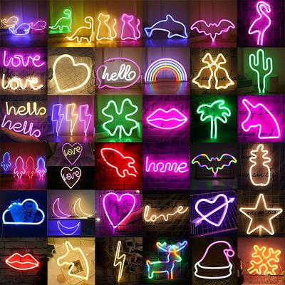 China LED Night Light Wall Sign Wall Art Sign Night Lamp Xmas Rubber and Acrylic Animal Animal Sign Neon Lighting for Kids Room for sale