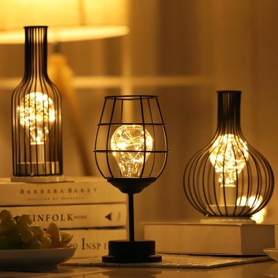 China New-designed Creative Night Light Iron Winebottle LED Table Light For Bedroom Holiday Lighting Gift Decoration Lamp for sale