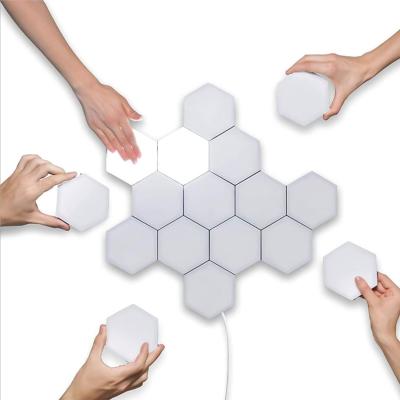 China Modern Touch Colored Modular Hexagon Hexagon LED Night Light Quantum Decor Color Magnetic Creative Home Lamp for sale