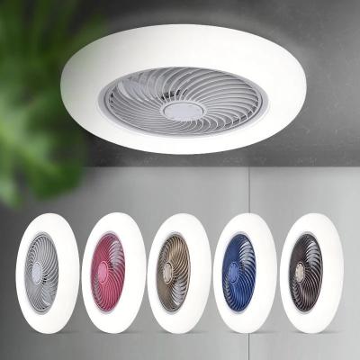 China Modern LED Ceiling Fan Fans With Air Remote Control Invisible Blades Lamp 52cm Decor Lights Retractable Bedroom Silent for sale