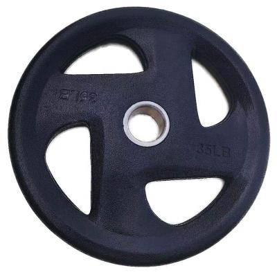 China Durable Realman Cast Iron Barbell Gym Weightlifting Plates 4 Hole Bumper Plate Rubber for sale