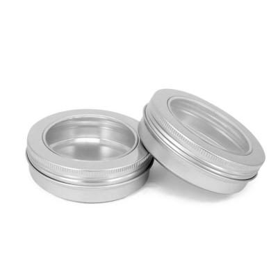 China Personal Care Aluminum Round Tin Can With Clear Window Lid for sale