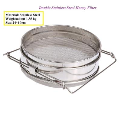 China Bee Honey Filter High Quality Beekeeping Tools Double Layer Stainless Steel Honey Strainer Honey Filter for sale