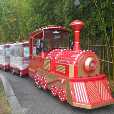 China FRP+steel China Supplier Amusement Park Guided Small Electric Trackless Tourist Tourist Train for sale