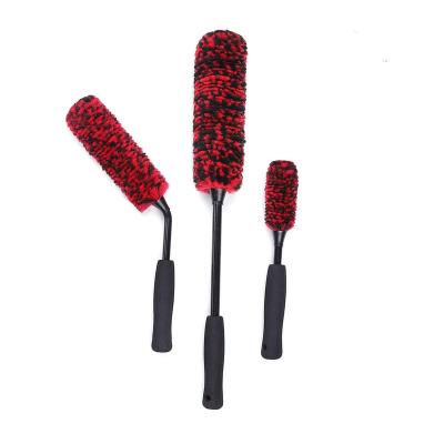 China Car Wheel Motorcycle Washing Brush Efficient cleaning 3PK Bendable Auto Detailing Brush Set Synthetic Wool Car Wheel Wash Brush Kit for sale