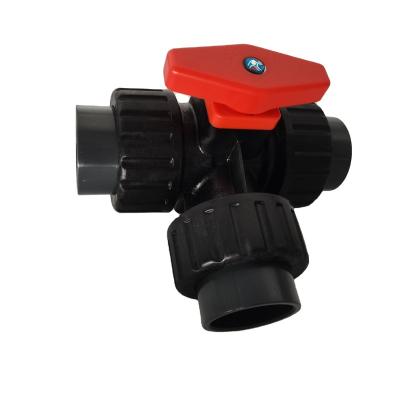 China General Sealing Glue Hard Core Ceramic Manual Plastic Three Way Plastic Ball Valve for sale