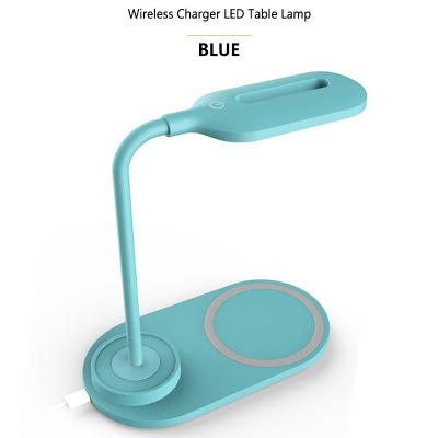 China Modern 10W Qi Portable Fast Eye Protect 360 Degree Flexible Touch Control LED Night Light Wireless Table Fill Desk Lamp for sale