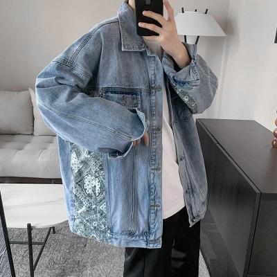 China Cashew Flower Denim Jacket Fashionable Mens Fried Street Loose Casual Jacket I Breathable Dress I for sale