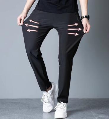 China Men's Nine Point Pants Summer Anti-wrinkle Air Conditioning Straight Loose Fashion Casual Ice Silk Men's Slim Pants Breathable Trousers for sale