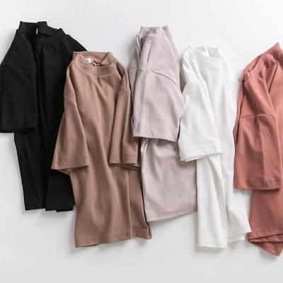 China Anti-wrinkle solid color casual ladies around the neck T-shirt comfortable short sleeve loose thin fashion bottoming shirt for sale