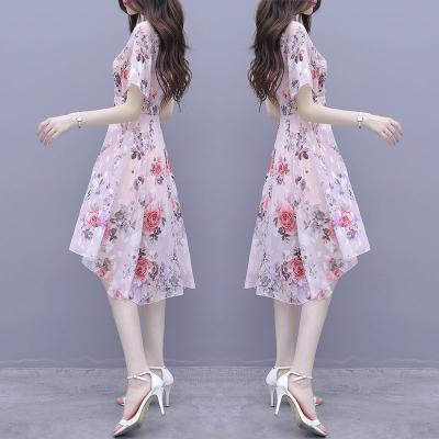 China Anti-Static Fairy Casual Irregular Fit Printed Ice Silk Comfort Dress for sale