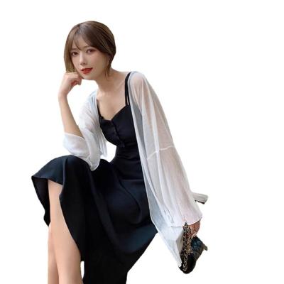 China Anti-wrinkle cardigan with top loose sunscreen chiffon shawl sunscreen mid length coat for sale