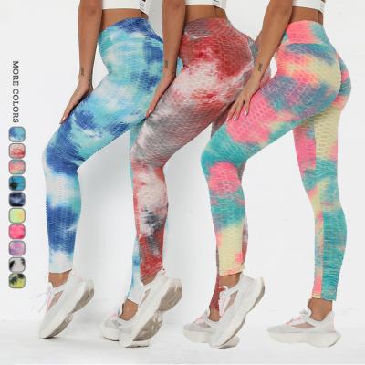 China 2020 New Fashion Tie Dye Women Leggings Antibacterial Elastic Workout Leggings Slim Fitness High Waist For Gym Sport Running Europe Size for sale