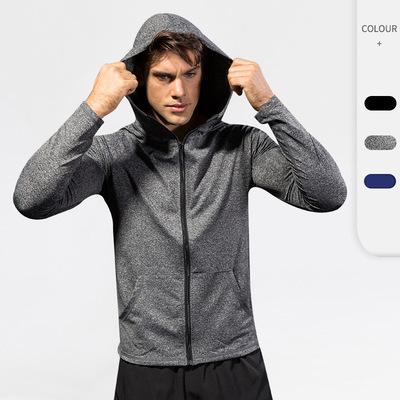 China Breathable Plus Size Men Zip Up Hoodies Sweatshirts Tracksuit Polyester Quick Dry Jogging Long Sleeve Sports For Workout And Exercise for sale