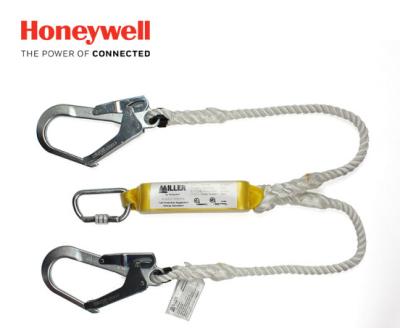 China Double fall protection equipment static rope buffer bifurcated lanyard equipped with 2 anchor end scaffold hooks and 1 safety belt end for sale