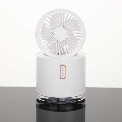 China 2022 Summer Gift Air Cooling Air Cooler Rotating Desktop Fan USB Water Mist Spray Folding Portable Rechargeable Oscillating Fan for sale