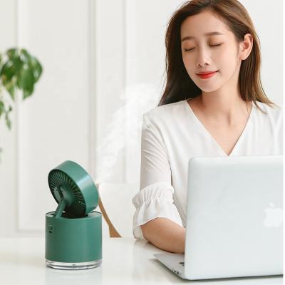 China Foldable+LED+Cool wind+Water spary+Automatic rotation wholesales 4000mah battery built in USB Mini Fan Rotating Air Cooler Foldable Rechargeable Portable Water Spray Mist Fan for sale