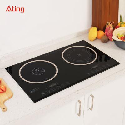 China Hotel Customized 3200w Electric Hotpot Wok Top Stove Bulti In CE Two Burner Double Induction Cooker for sale