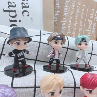 China Gift 7pcs/set Cartoon Character Groups Model Toys Key Chain Bangtan Boys Tinytan Action Figures Toy For Kids Model for sale