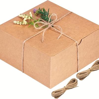 China Recyclable Wrapping Paper Gift Box With Hemp Rope Candy Chocolate Gifts Birthday Decor Wedding Decoration Party Supplies Packaging Box for sale