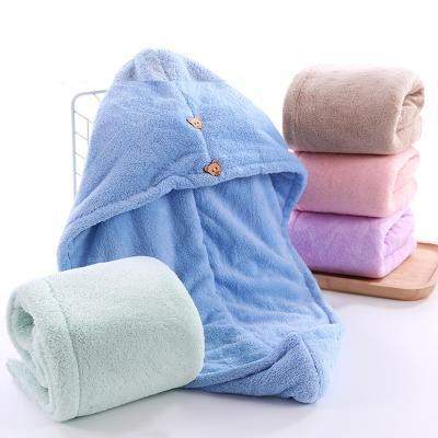 China Sustainable Coral Fleece Hair Dryer Towel Cap Hair Wraps / Magic Quick Dry Towel Hair Dryer Caps for sale